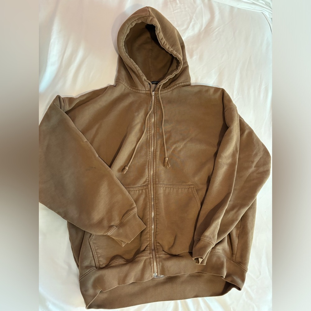 Brandy Melville John galt brown oversized Christy zip up hoodie